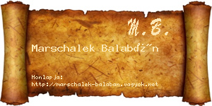 Marschalek Balabán névjegykártya